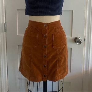 Button front tan a-line skirt